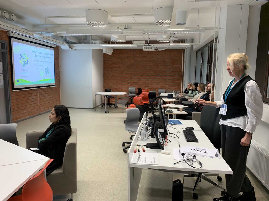 Professor Elina Oksanen presenting eNaBlS.
